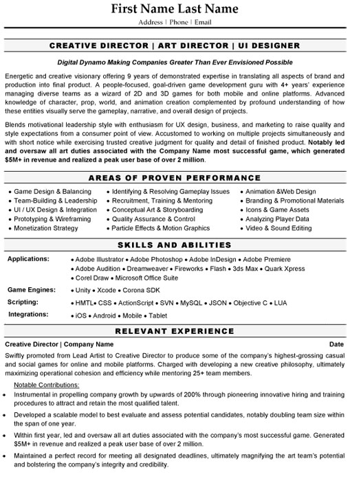 Creative Director Resume Sample & Template