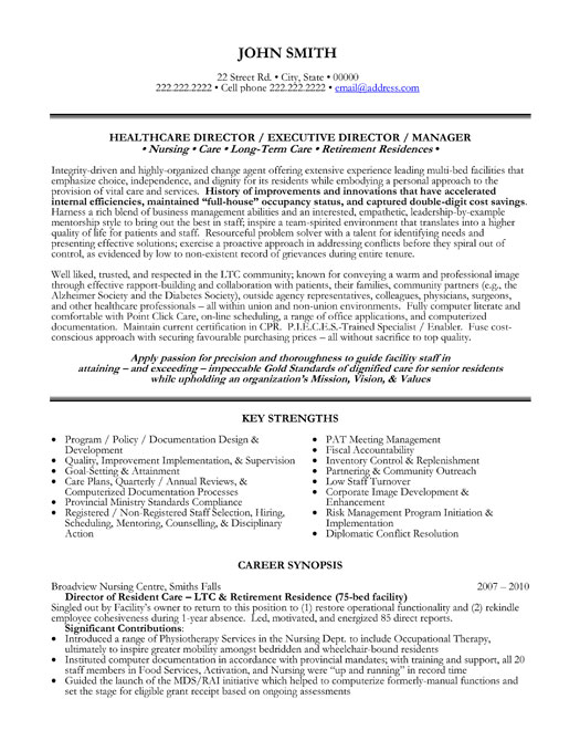 Health Care Director Resume Sample & Template