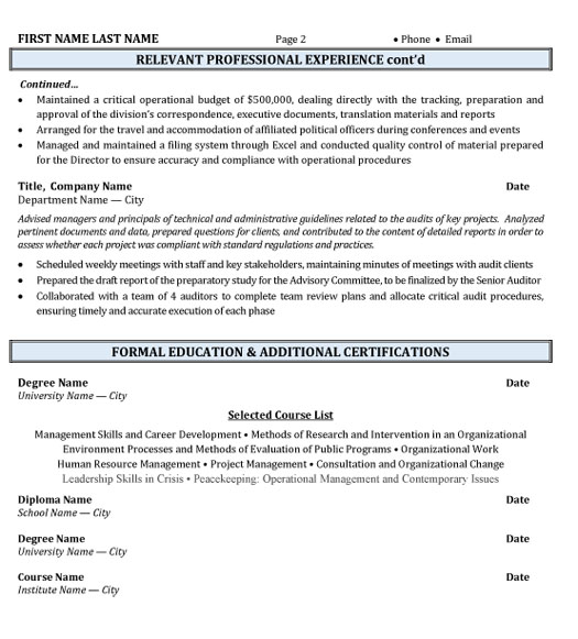 Humanitarian Affairs Resume Sample & Template Page 2