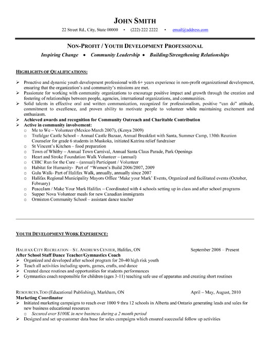 Youth Development Resume Sample & Template