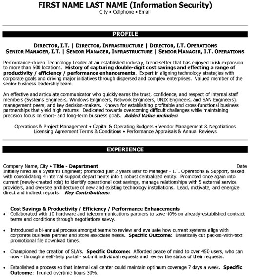 Director Infrastructure Resume Sample & Template