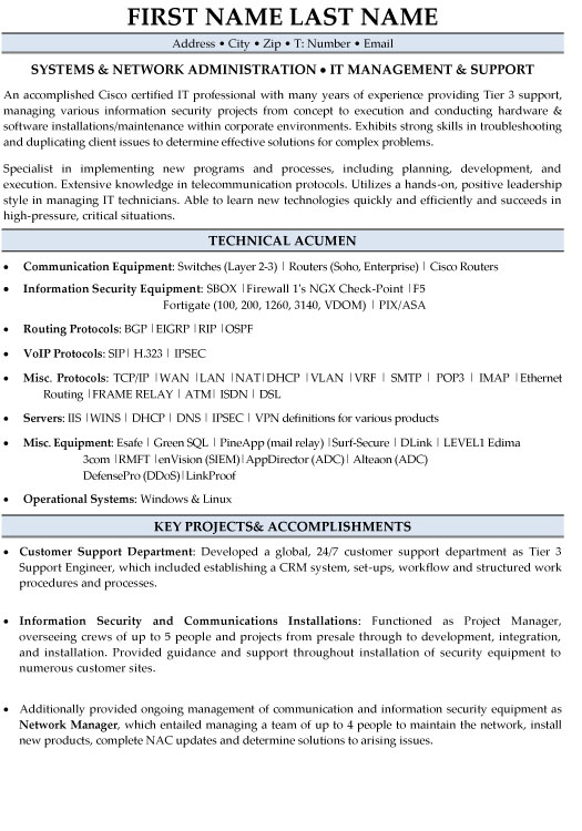 IT Manager Resume Sample & Template