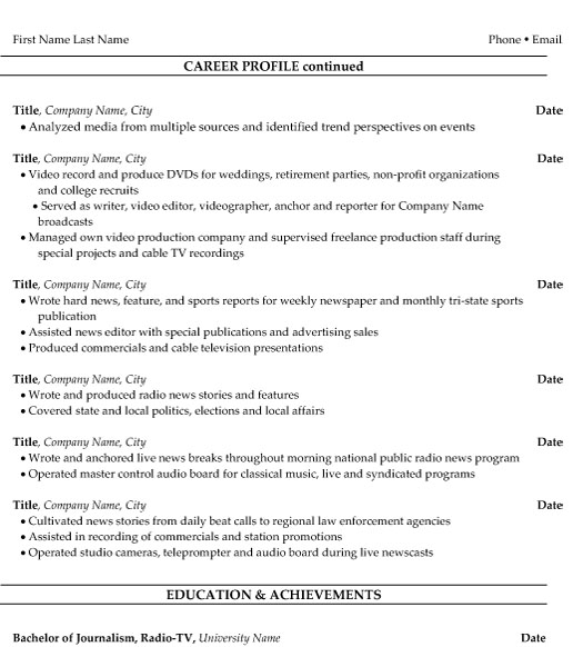 Multimedia Journalist Resume Sample & Template Page 2