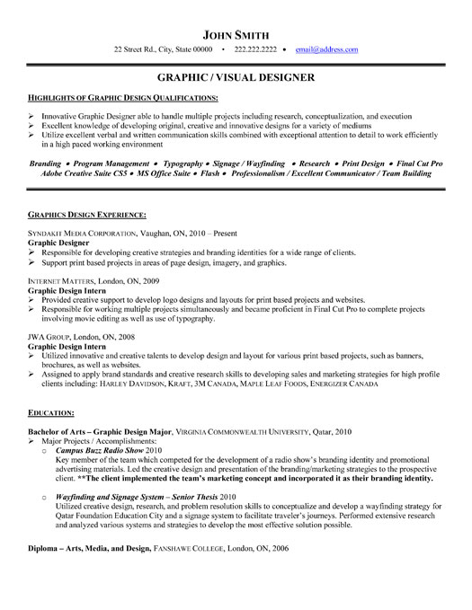 Visual Designer Resume Sample & Template