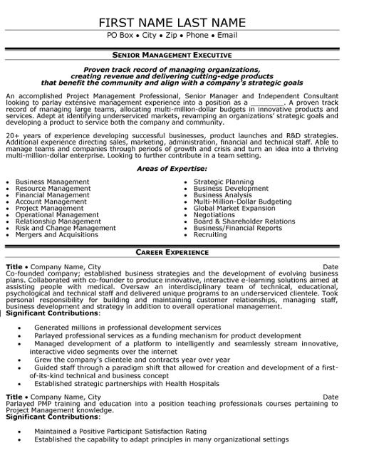 Senior Manager Resume Sample & Template