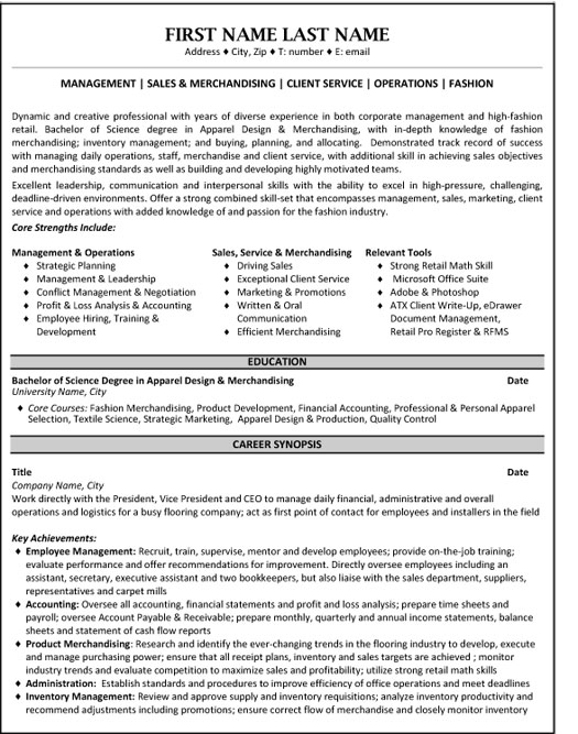 Sales Merchandising Manager Resume Sample & Template