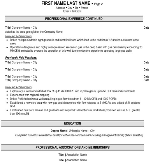 Petroleum Geologist Resume Sample & Template Page 2