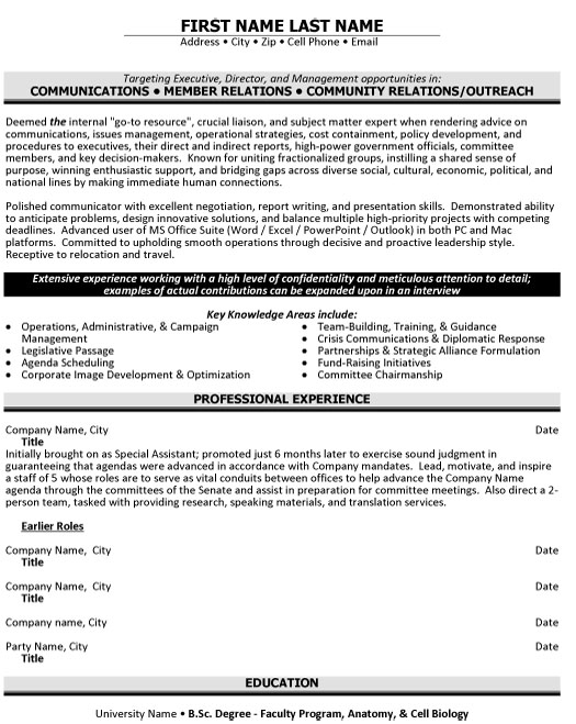 Community Relations Resume Sample & Template