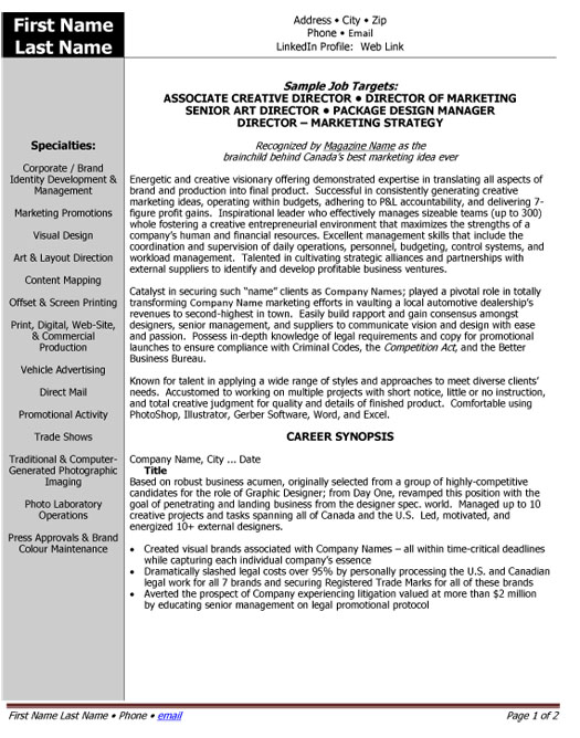 Senior Art Director Resume Sample & Template