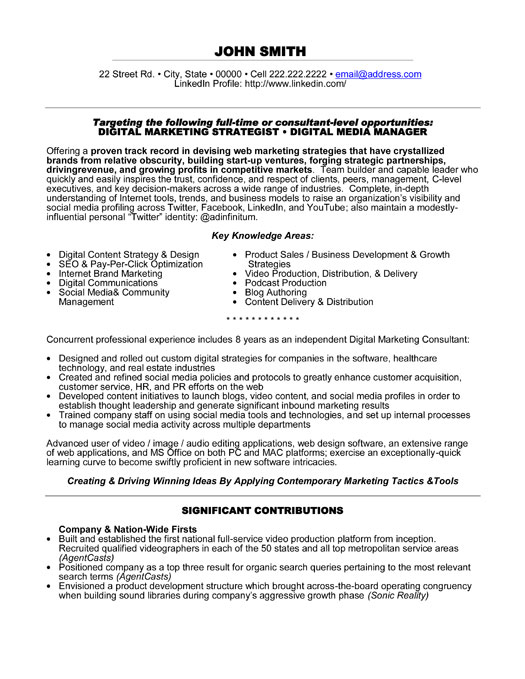 Digital Media Manager Resume Sample & Template