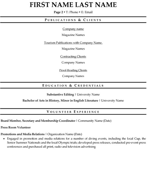 Managing Editor Resume Sample & Template Page 2