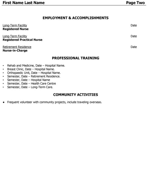 Nurse Resume Sample & Template Page 2