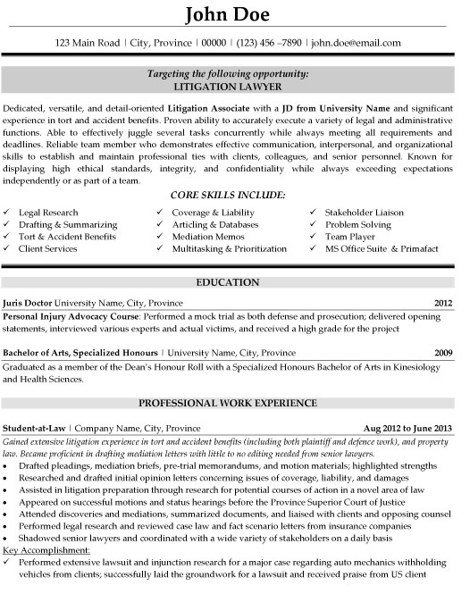 Litigation Lawyer Resume Sample & Template